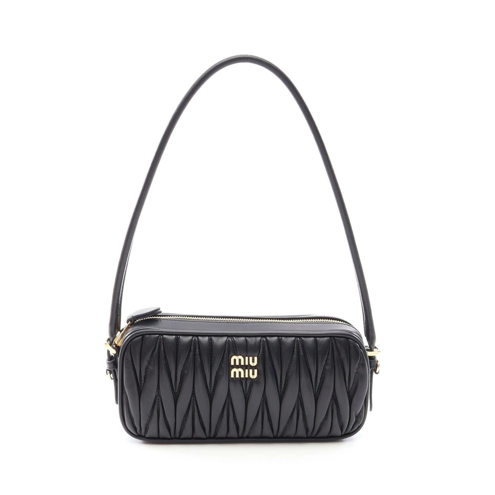 Miu Miu Matelasse Handbag Leather Black